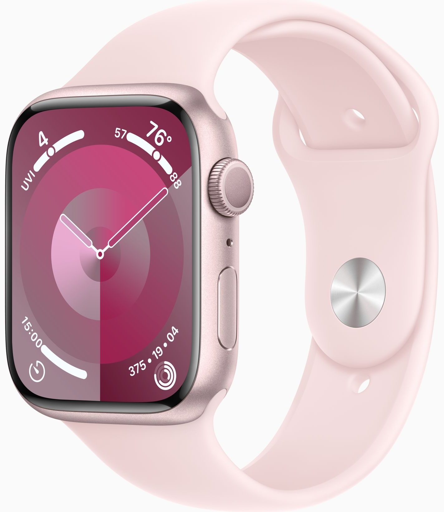 Apple Watch Series 9 GPS 41mm Pink Aluminum Case w. Light Pink Sport Band - S/M (MR933)